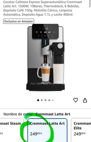 Cafetera Cecotec Cremmaet Latte Art 1500W