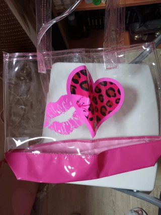 Bolsa de playa transparente con corazón