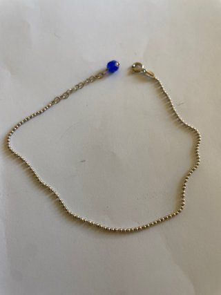 Cavigliera con perla blu e argento