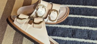 Sandalias Genuins Piel Blanco Hielo Hebillas talla
