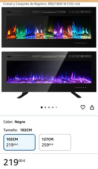 Chimenea Eléctrica Negra y Morada