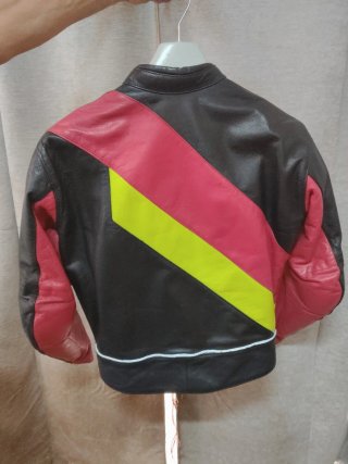 Mono de moto cuero negro y rojo