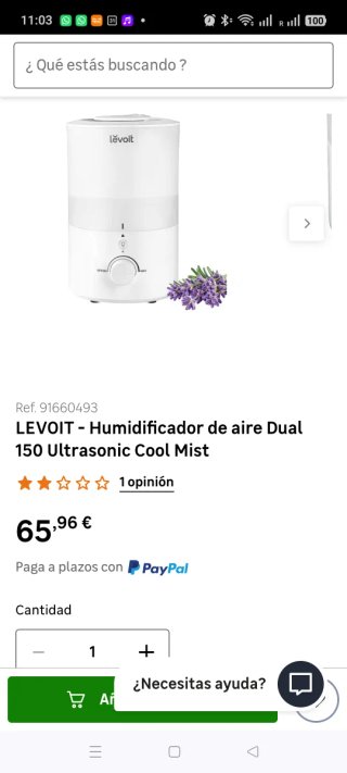 Humidificador Levoit Dual 150 Ultrasónico Blanco