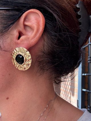 Orecchini Vintage Martellati Pietra Nera