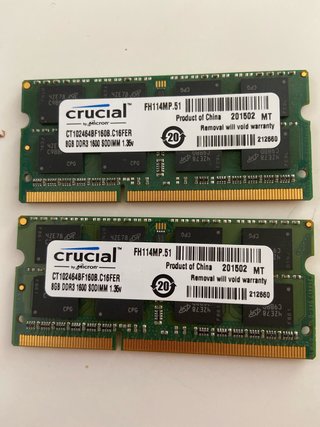 2x Crucial 8GB DDR3 1600 SODIMM RAM