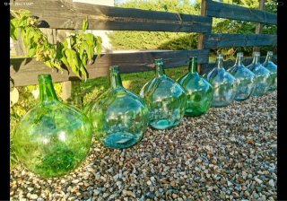 Damajuanas de Cristal Verdes y Transparentes