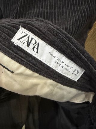 Zara Pantalones Pana Beige y Gris Talla M