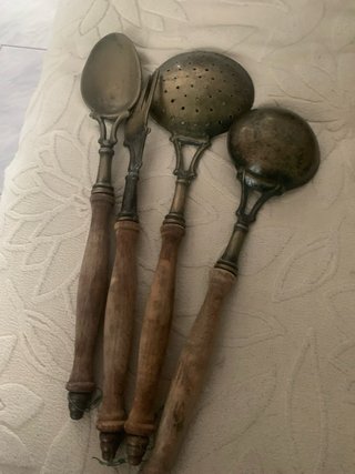Set Utensili Vintage Legno Metallo