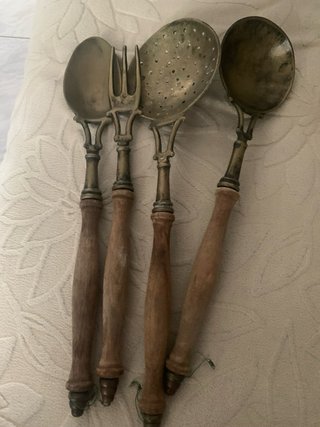 Set Utensili Vintage Legno Metallo