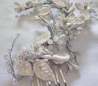 Tocado Tiara Diadema Casa Amor Flores Perlas