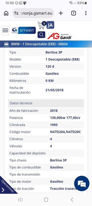 BMW Serie 1 Descapotable 120d E88 AÑO 2018