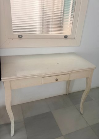 Mesa escritorio estilo provenzal beige extensible