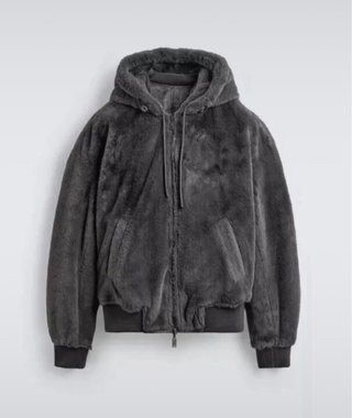 Abrigo/Chaqueta gris con capucha