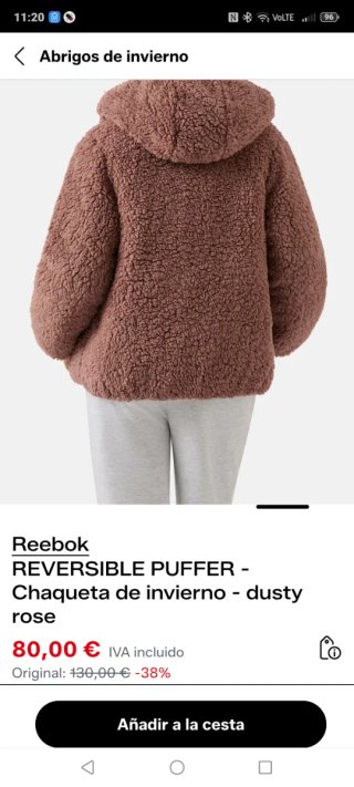 Chaqueta Reversible Reebok Mujer Rosa