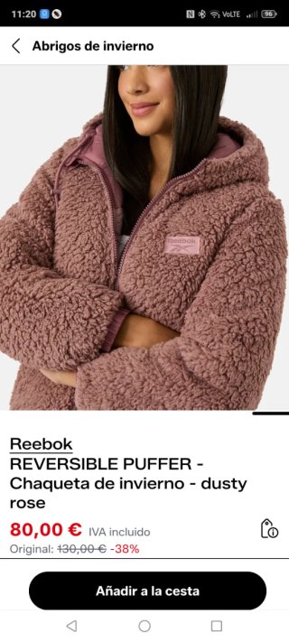 Chaqueta Reversible Reebok Mujer Rosa