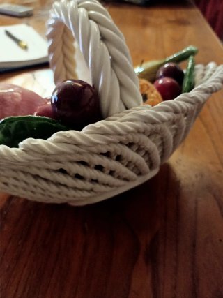 Cestino ceramica centro tavola frutta vintage