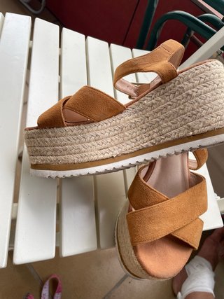 Sandalias Cuña Moda Talla 36 Camel