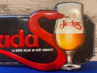 Chapa placa cartel Metálico de Cerveza Judas Belga