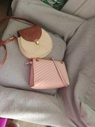 Lote de 2 bolsos: beige y rosa