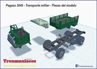 3D Design H0 - Pegaso 3045 Transporte Militar