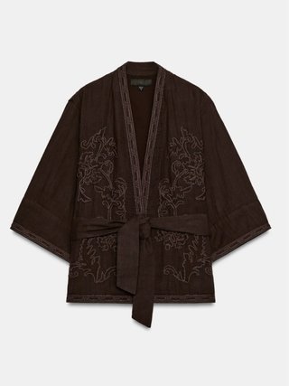 Conjunto Zara Kimono Bordado y Shorts XS-S