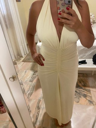 Vestido largo Zara beige