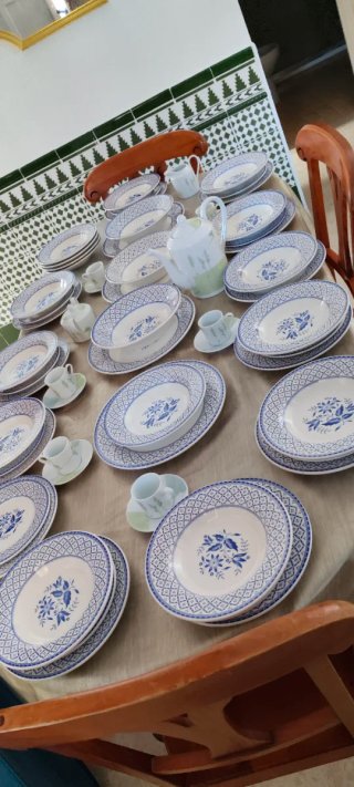Lote Porcelana guadrafiglio Italia Azul y Blanco