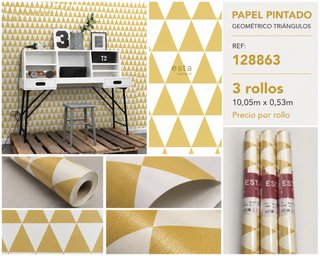 Papel Pintado Geométrico Triángulos Amarillo