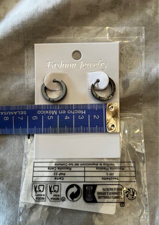 Pendientes Aro Negros Acero Runas Vikingas
