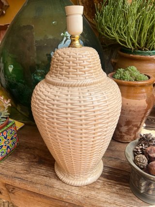 Lámpara Manises estilo mimbre beige