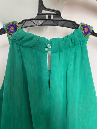 Vestido verde agua con pedrería
