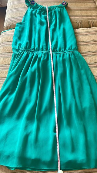 Vestido verde agua con pedrería