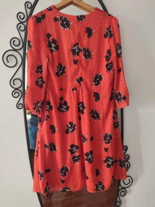Vestido Tintoretto floral rojo talla 40