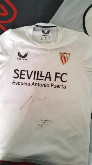 Lote 2 Camisetas del Sevilla una firmada.