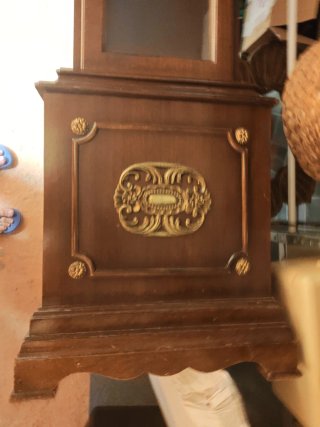 Antiguo Reloj de Pie Madera y Bronce