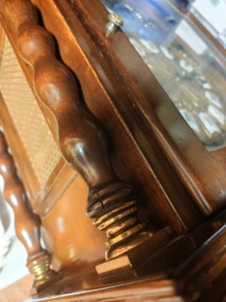 Antiguo Reloj de Pie Madera y Bronce