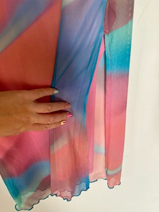 Vestido midi palabra de honor estampado