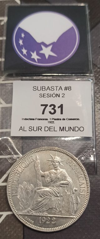 Piastra Indochina 1922 Heaton Moneda Plata