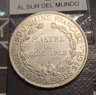 Piastra Indochina 1922 Heaton Moneda Plata