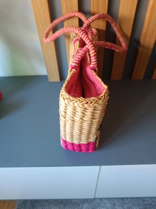 Bolso de verano beige y rosa