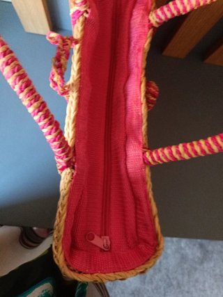 Bolso de verano beige y rosa