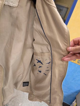 Cazadora Biker Algodón Beige Mujer