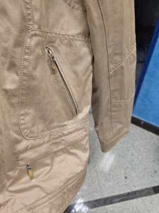 Cazadora Biker Algodón Beige Mujer