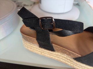 Sandalias cuña esparto negras T.39