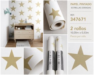 Papel Pintado Infantil Estrellas Doradas