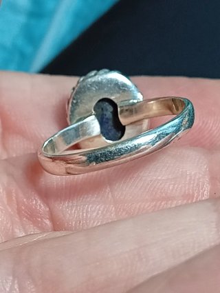 Anillo Plata Ley Zafiro Azul Ovalado