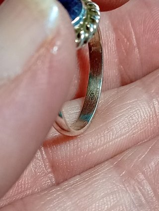 Anillo Plata Ley Zafiro Azul Ovalado