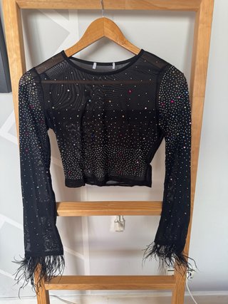 Camiseta Malla Negra Brillantes