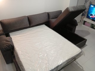Sofá Cama Chaise Longue Gris