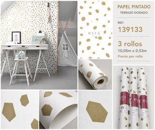 Papel Pintado Terrazo Dorado Infantil